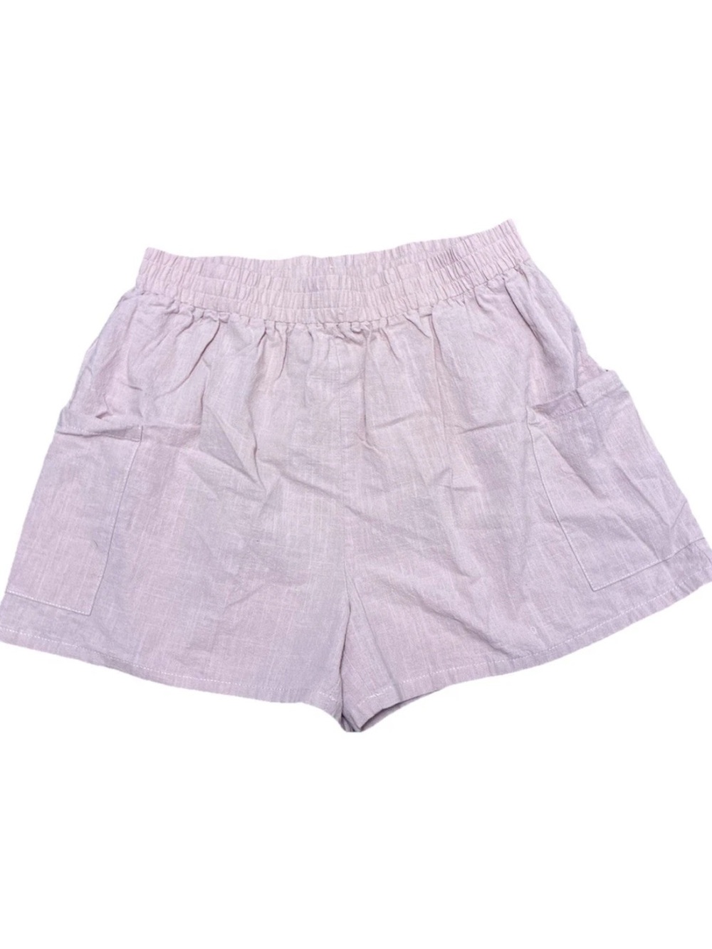 Blush Pink Linen Blend Shorts Women’s Large Elastic Waist Casual Summer